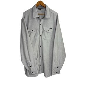 Eddie Bauer Fleece Shirt Men's 2XL Tall Gray Striped Soft Button Up Outdoor Hike